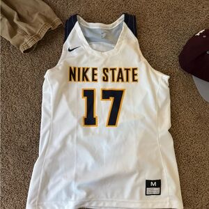 Nike White and Navy Athletic Jersey